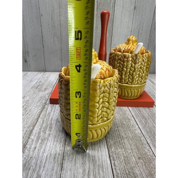 Vintage Royal Sealy Sugar Bowls Harvest Wheat Pattern Ceramic Japan - Set of 2 - Picture 10 of 10